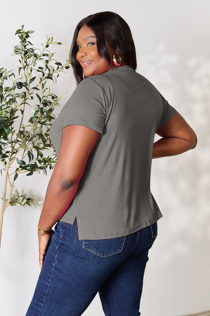 Round Neck Short Sleeve T-Shirt - Tigbul's Variety Fashion Shop
