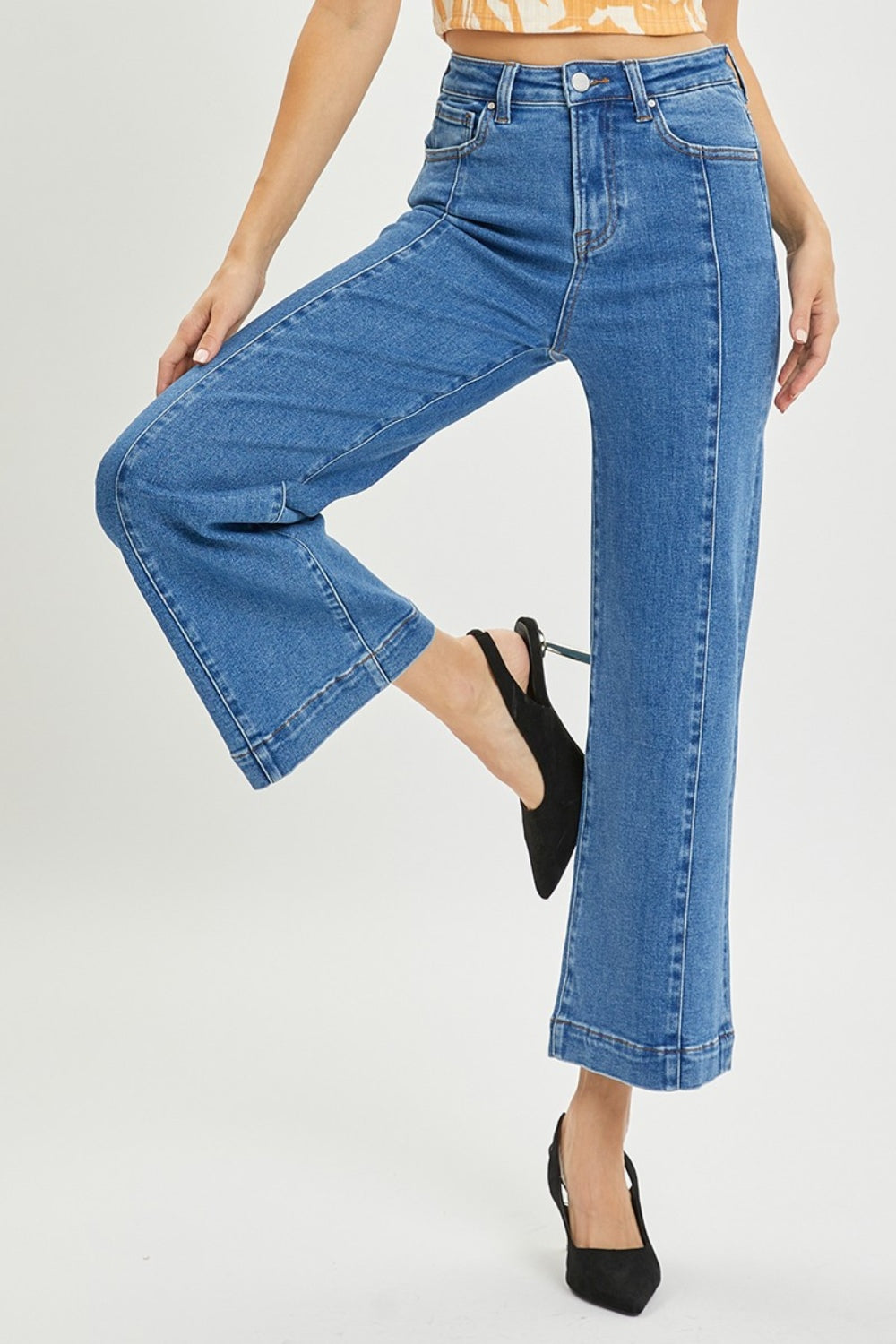 Blue High Rise Wide Leg Jeans - Tigbul's Variety Fashion Shop