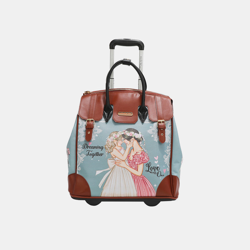 Nicole Lee USA Printed Rolling Tote Bag - Tigbul's Variety Fashion Shop