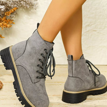 Round Toe Lace Up Boots - Tigbul's Variety Fashion Shop