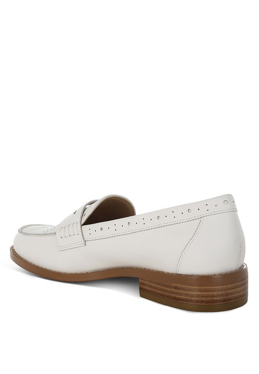 Clotilda Perforated Low Heel Loafers - Tigbul's Variety Fashion Shop