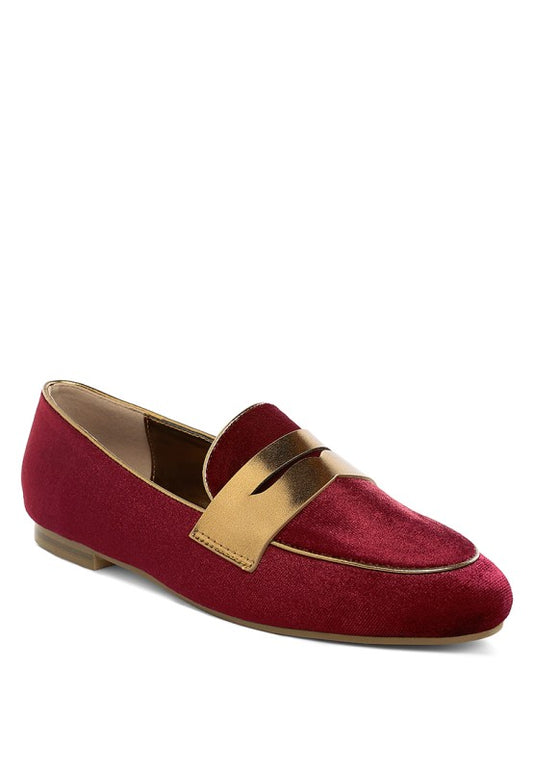 Malta Penny Strap Velvet Loafers - Tigbul's Variety Fashion Shop