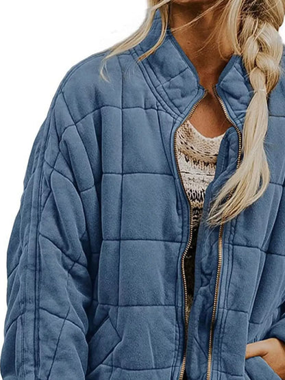 Quilted Zip Up Outerwear - Tigbul's Variety Fashion Shop