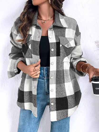 Plaid Button-Up Long Sleeve Shirt - Tigbul's Variety Fashion Shop