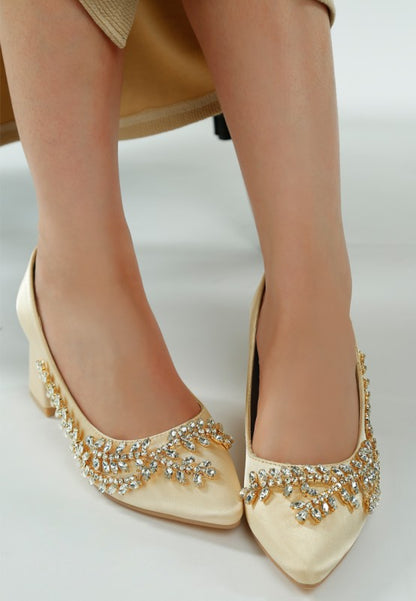 Abatina Satin Diamante Embellished Pumps - Tigbul's Variety Fashion Shop