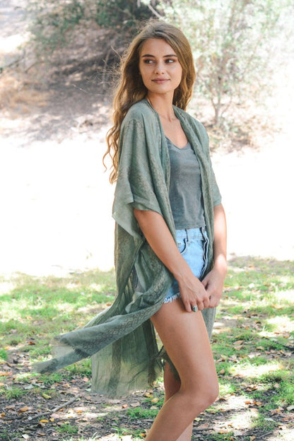 Woven Long Line Tribal Kimono - Tigbul's Variety Fashion Shop