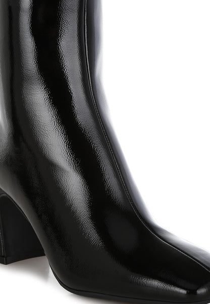 Kostaka Patent Square Toe Ankle Boots - Tigbul's Variety Fashion Shop