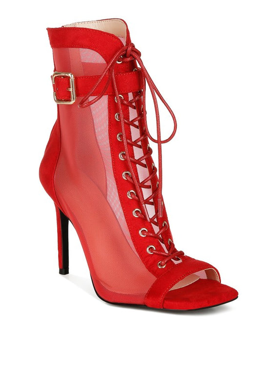Cabernet Mesh & Microfiber Stiletto Boots - Tigbul's Variety Fashion Shop