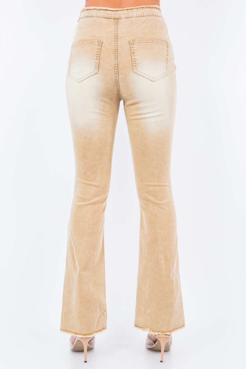 American Bazi V-Cut Ruched Flare Pants - Tigbul's Variety Fashion Shop