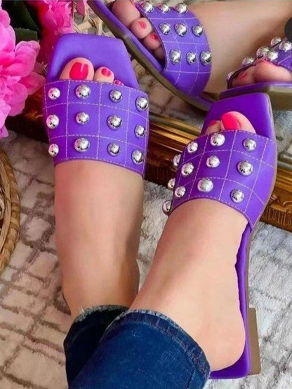 Studded Open Toe Sandals - Tigbul's Variety Fashion Shop