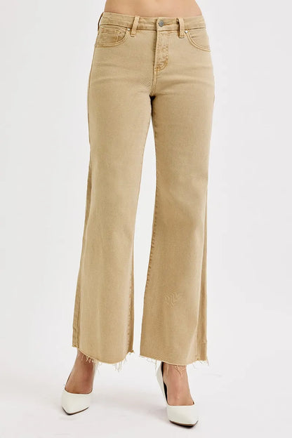 RISEN Full Size Raw Hem Wide Leg Jeans Plus Size - Tigbul's Variety Fashion Shop