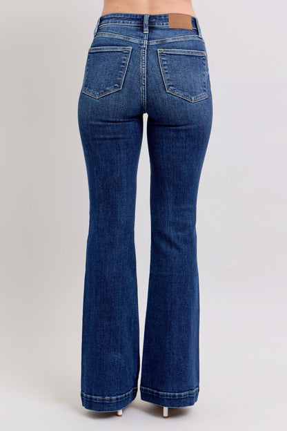 Judy Blue Full Size High Rise Flare Jeans with Pockets Plus Size - Tigbul's Variety Fashion Shop