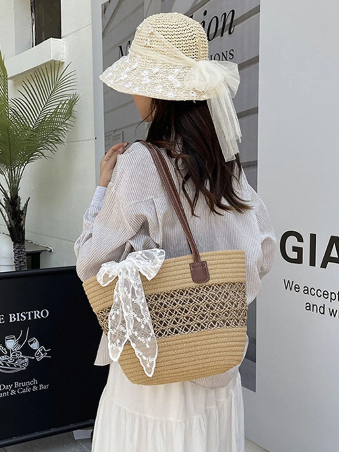Woven Straw Shoulder Bag - Tigbul's Variety Fashion Shop