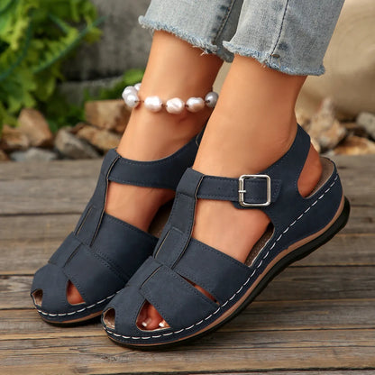 Wedge Sandals with Ankle Strap - Tigbul's Variety Fashion Shop
