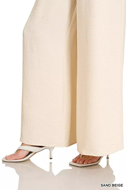 Zenana Woven Airflow Elastic Waistband Pants - Tigbul's Variety Fashion Shop