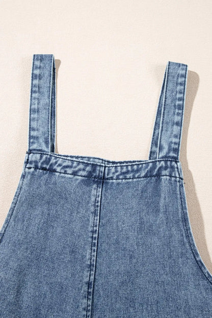 Distressed Bib Pocket Wide Leg Denim Overalls - Tigbul's Variety Fashion Shop