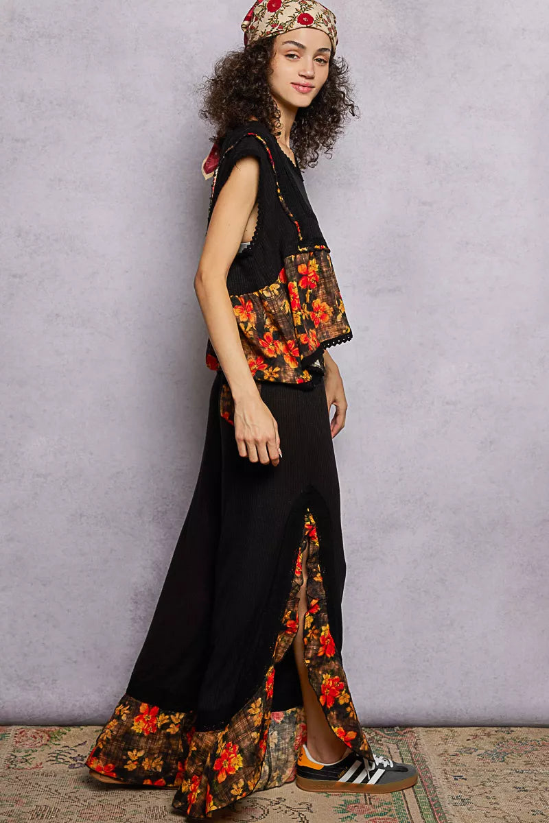 POL Lace Detail Floral Cropped Ruffled Top - Tigbul's Variety Fashion Shop