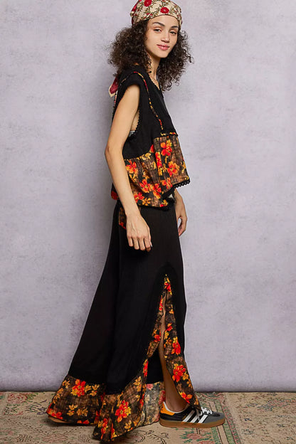 POL Lace Detail Floral Cropped Ruffled Top - Tigbul's Variety Fashion Shop