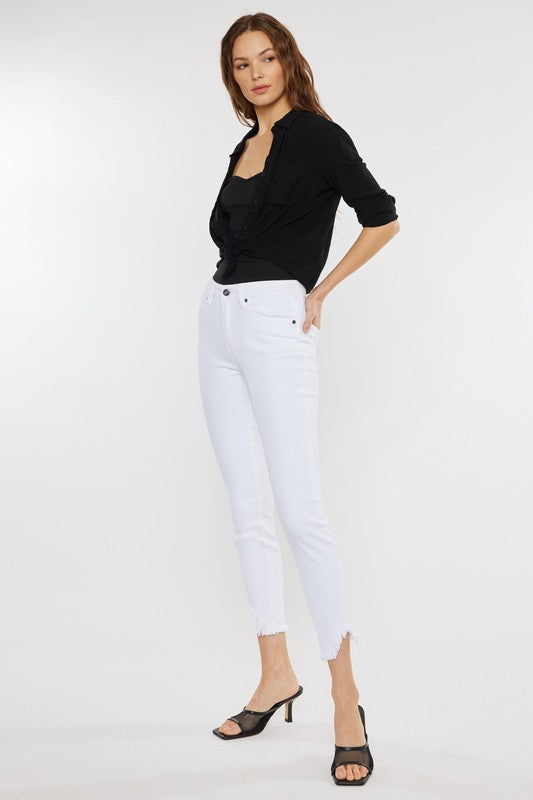 High Rise Hem Detail Ankle Skinny Jeans - Tigbuls Variety Fashion