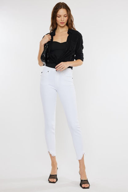 High Rise Hem Detail Ankle Skinny Jeans - Tigbuls Variety Fashion