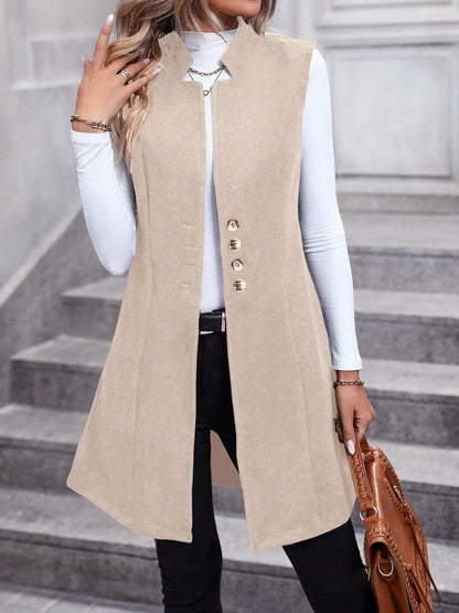 Button Up Longline Vest Coat - Tigbul's Variety Fashion Shop