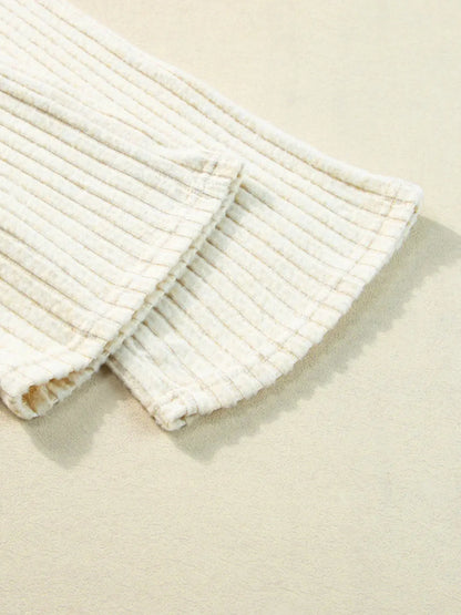 Ribbed Knit V-Neck Top and Pants Lounge Set - Tigbul's Variety Fashion Shop