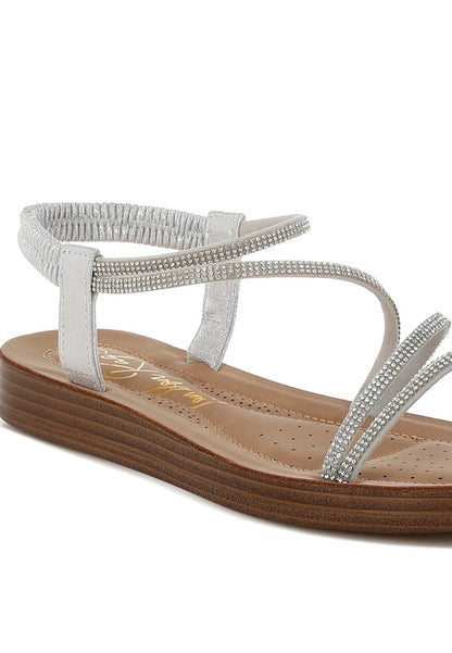 Ridayne Rhinestones Embellished Strappy Flats - Tigbul's Variety Fashion Shop