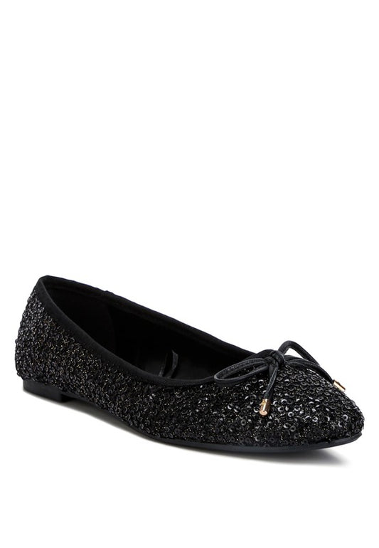 Ringo Black Sequin Embellished Ballet Flats - Tigbuls Variety Fashion