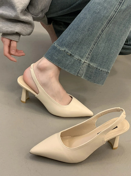 Point Toe Mid Heels Pumps - Tigbul's Variety Fashion Shop