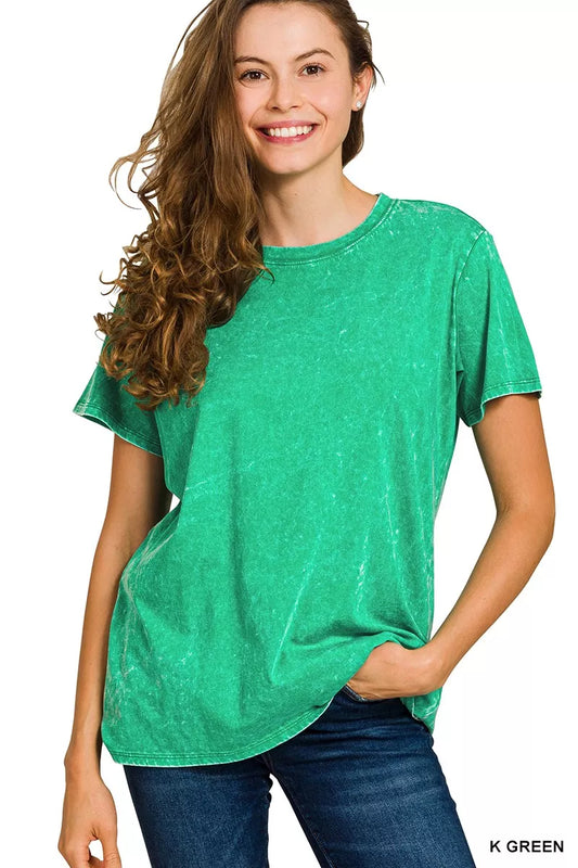Zenana Washed Short Sleeve T-Shirt - Tigbul's Variety Fashion Shop