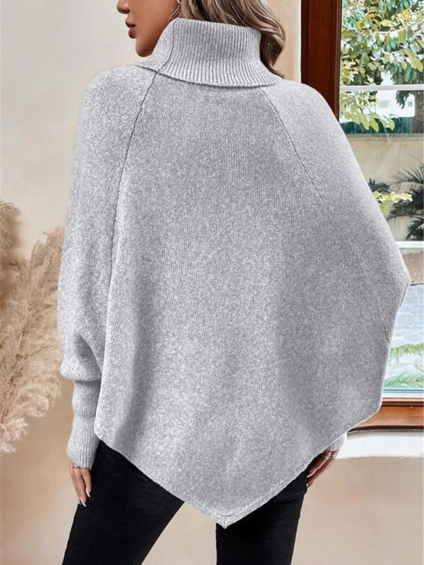 Cable Knit Turtleneck Cape Sweater - Tigbul's Variety Fashion Shop