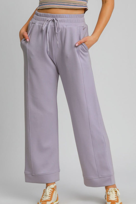 Umgee Drawstring Elastic Waist Wide Leg Pants - Tigbul's Variety Fashion Shop