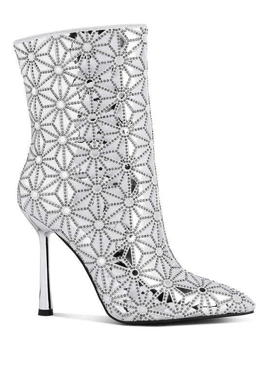Precious Mirror Embellished High Ankle Boots - Tigbuls Variety Fashion