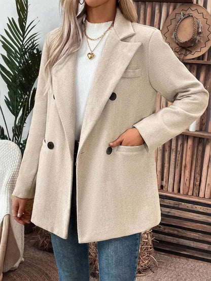 Lapel Collar Long Sleeve Blazer - Tigbul's Variety Fashion Shop