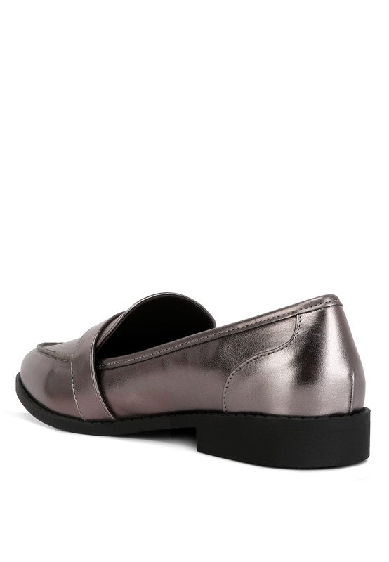 Haruka Metallic Faux Leather Loafers - Tigbuls Variety Fashion