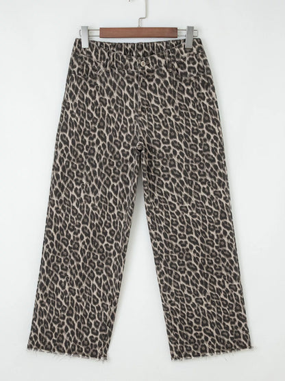 Leopard Straight Loose Leg Jeans - Tigbul's Variety Fashion Shop