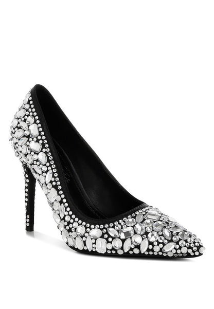 Iceout Diamante & Rhinestone Embellishments Pumps - Tigbul's Variety Fashion Shop