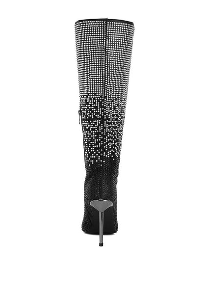 Orymple Shiny Rhinestone Studded Calf Boots - Tigbul's Variety Fashion Shop