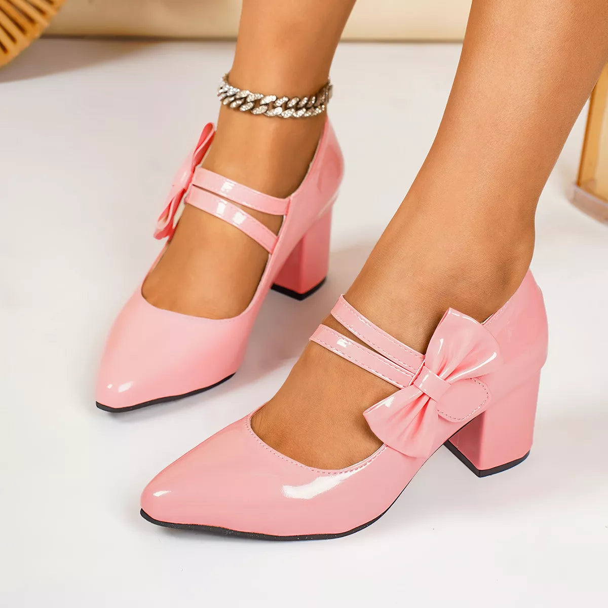 Point Toe Block Heels Pumps - Tigbul's Variety Fashion Shop