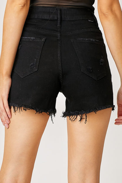 RISEN Frayed Hem Denim Shorts with Fringe Detail Pockets - Tigbul's Variety Fashion Shop