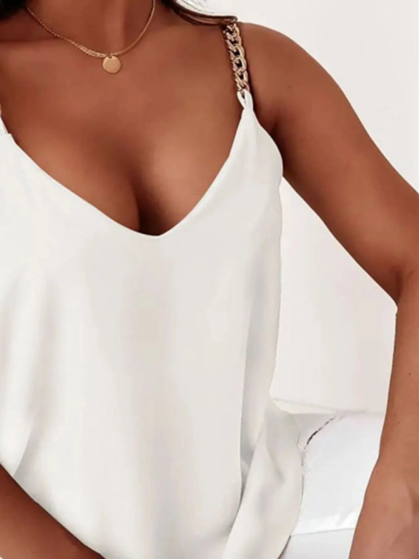Chain Strap V-Neck Tank Top - Tigbul's Variety Fashion Shop