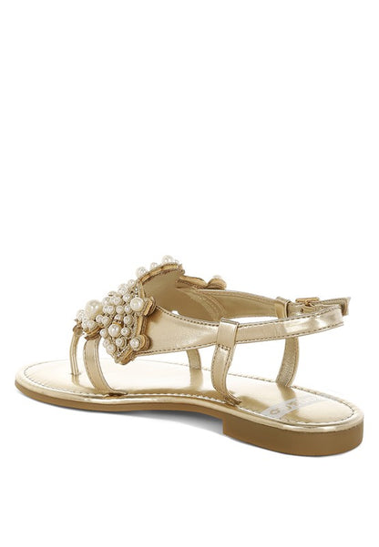 Opazie Metallic Pearl Embellished Flats - Tigbul's Variety Fashion Shop