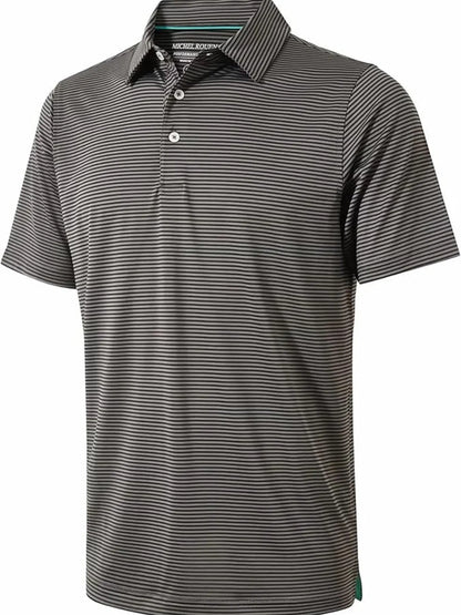 Men's Full Size Striped Short Sleeve Polo Plus Size - Tigbul's Variety Fashion Shop