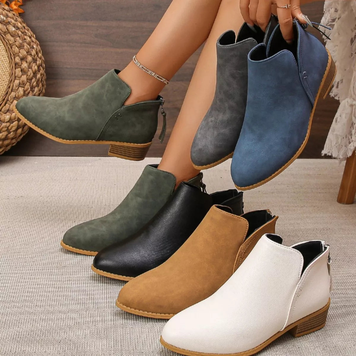 Women's Point Toe Block Heels Boots - Tigbul's Variety Fashion Shop