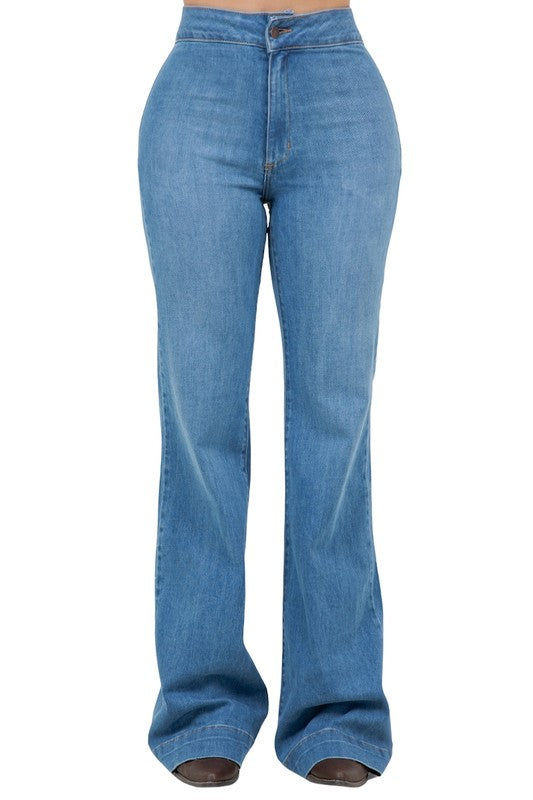 Harley Wide Leg Med Blue- Inseam 32 - Tigbul's Variety Fashion Shop