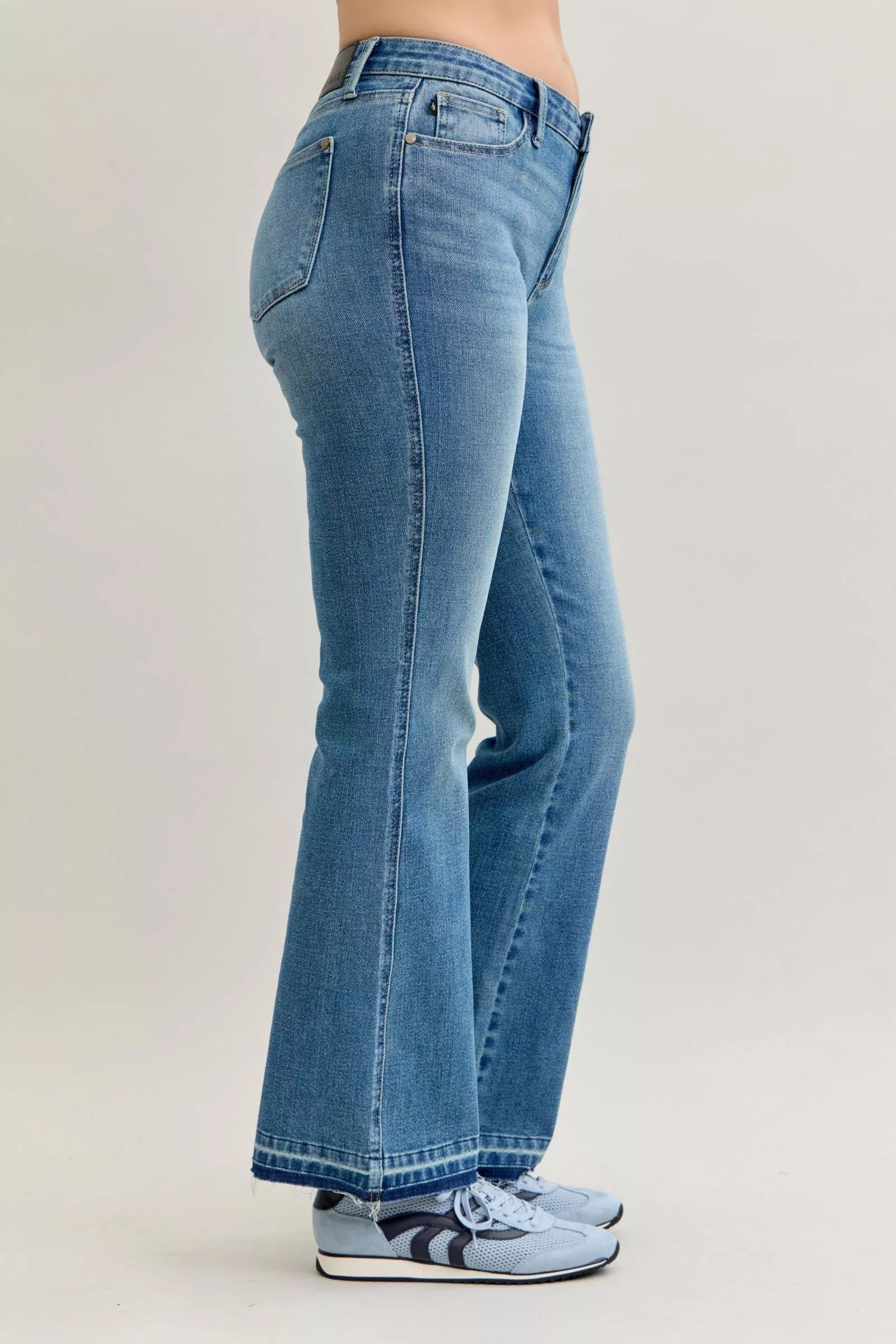 Judy Blue Full Size Mid Rise Slim Bootcut Tummy Control Release Hem Jeans Plus Size - Tigbul's Variety Fashion Shop