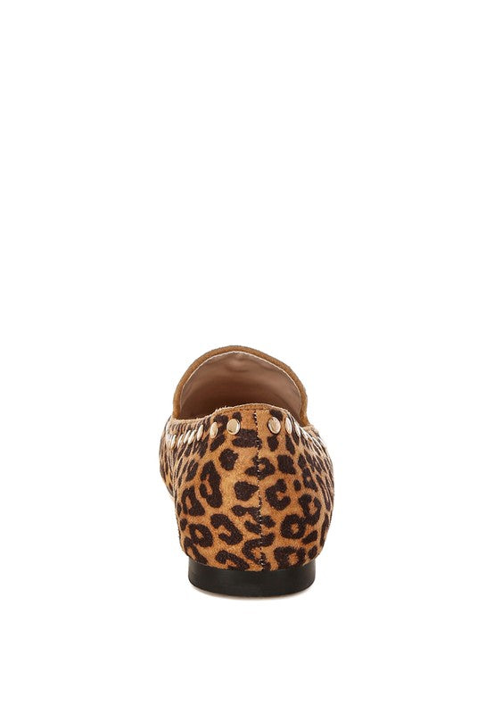 Niloha Studs & Tassels Detail Leopard Loafers - Tigbul's Variety Fashion Shop