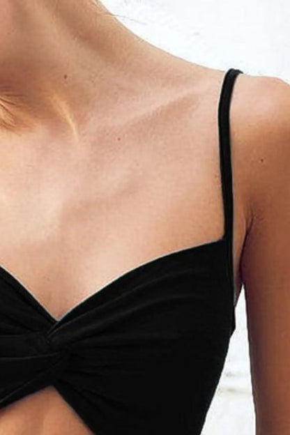 Black Rayon Span Jersey Knit Double Twist Front Cami Top - Tigbul's Variety Fashion Shop