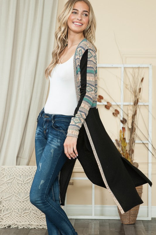 Mixed Media Maxi Cardigan - Tigbul's Variety Fashion Shop