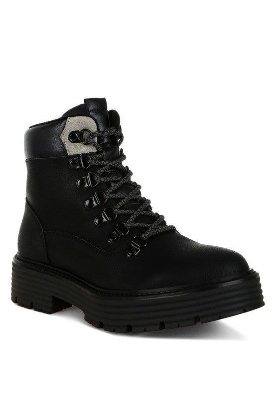 Boskoff Lace-Up Chunky Warm Ankle Boots - Tigbul's Variety Fashion Shop